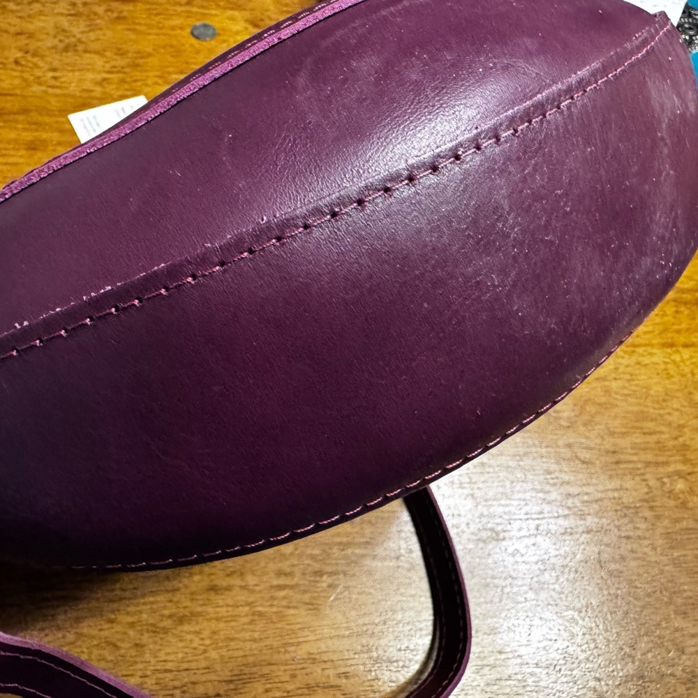 Portland Leather Plum Purple Crescent Crossbody Bag - Picture 11 of 12
